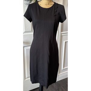 Brooks Brothers Dress Women Size 4 Black Brand New Accent Buttons Cap Sleeve